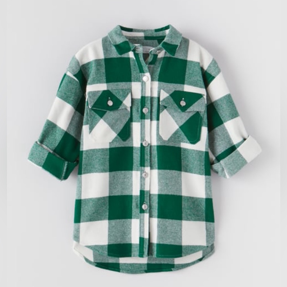 Zara kids flannel button down shirt
